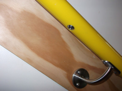 Metal LED insert in yellow handrail