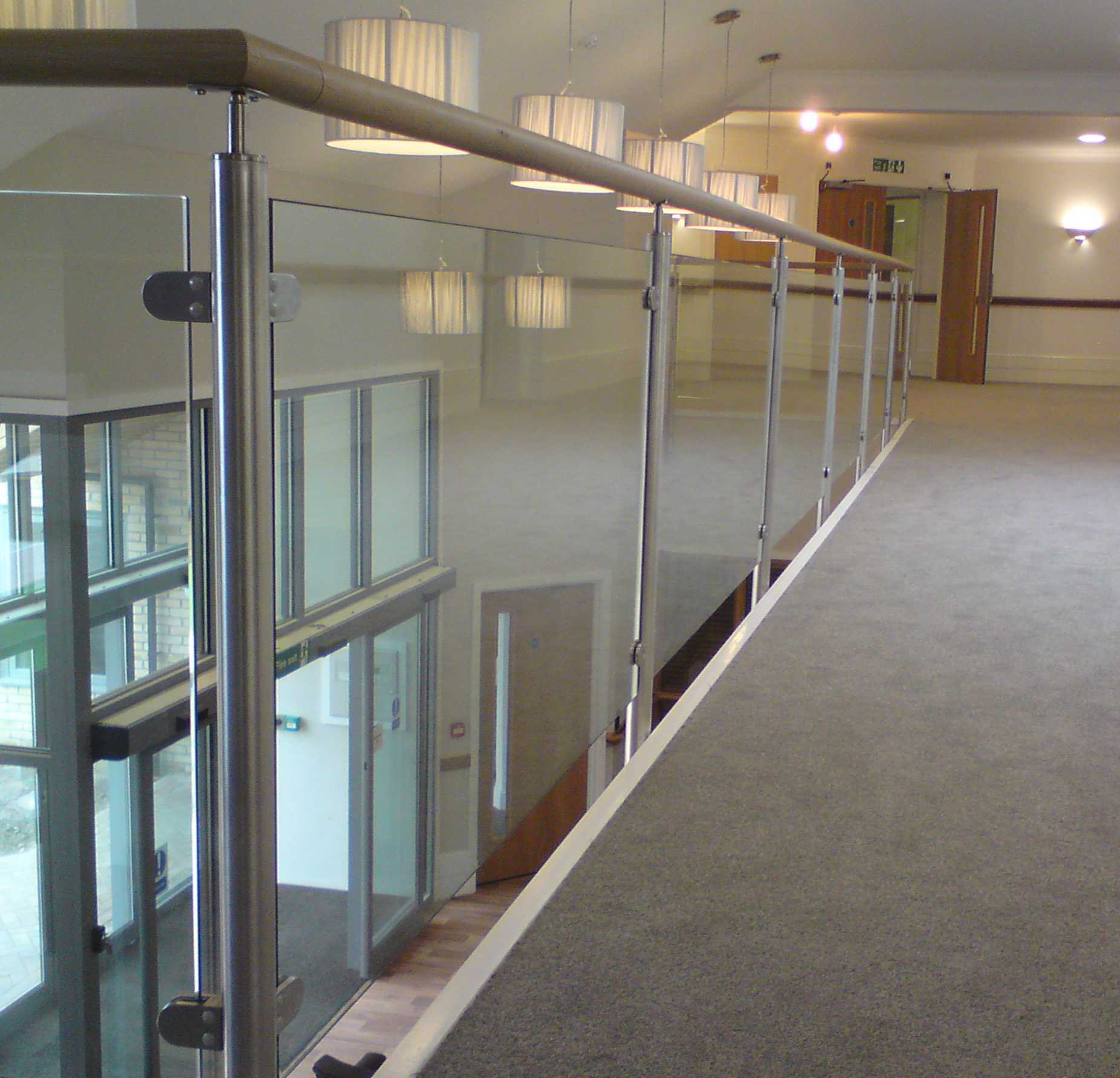stainless steel handrail with glass balustrade