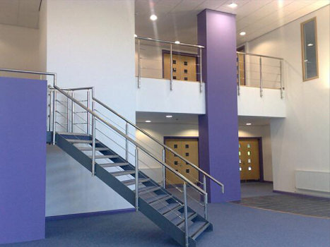 Commercial stainless steel handrail staircase