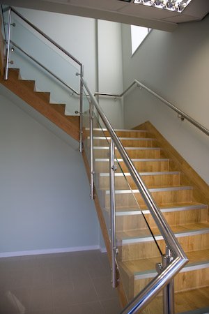 Glazed stainless steel handrail