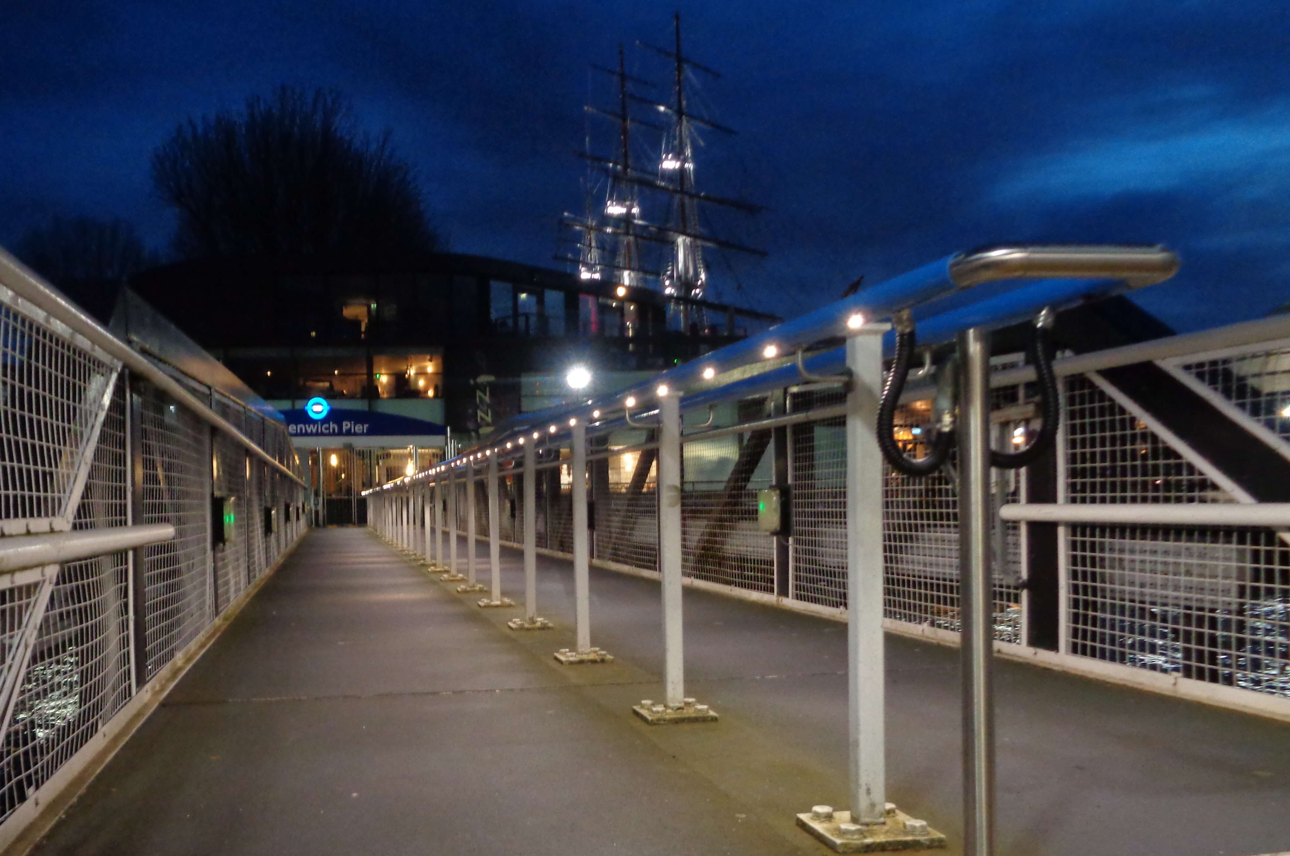 Illuminated handrail in Greenwich