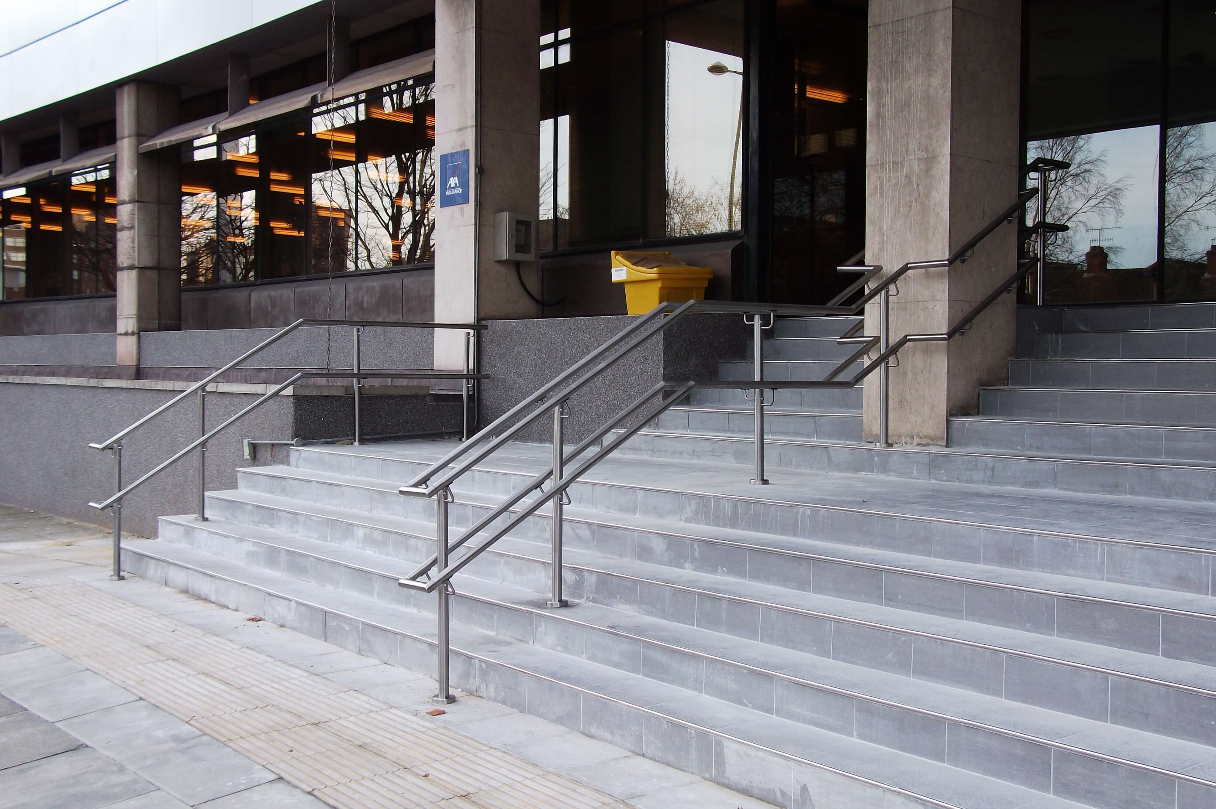 stainless steel handrail on steps