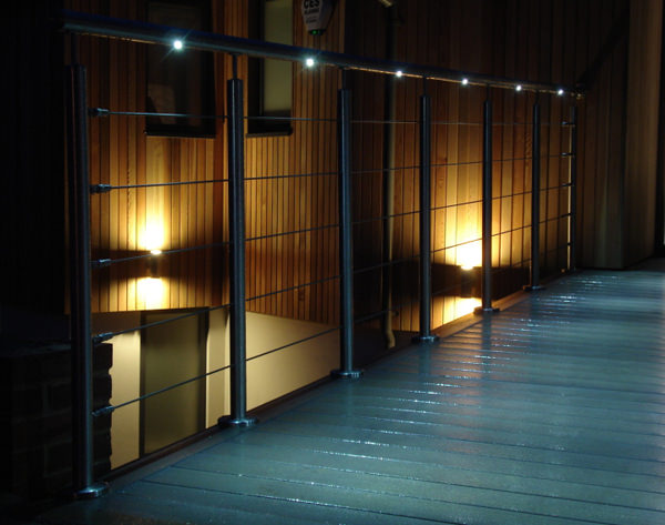 Handrail lighting in stainless steel handrail