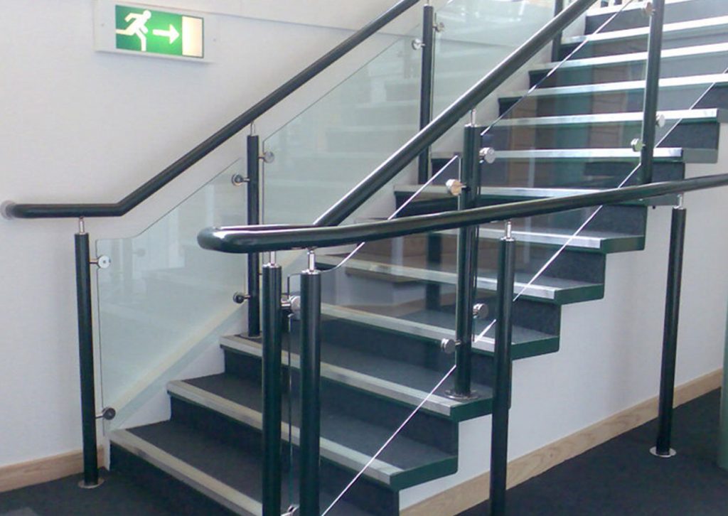 Black School Handrail on staircase