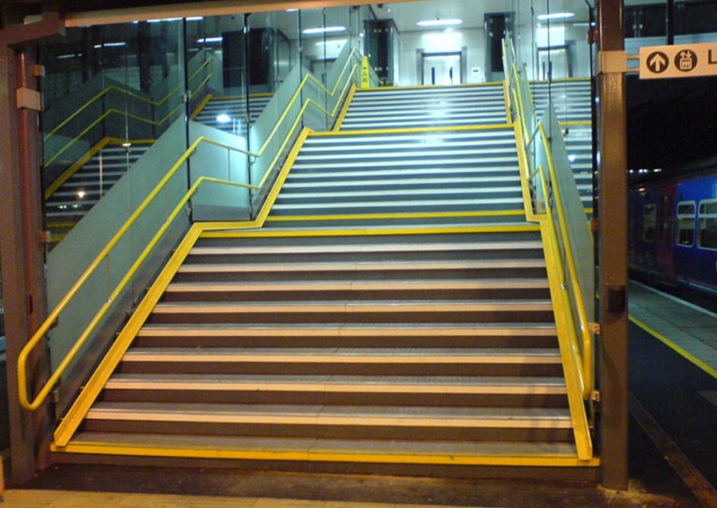 Railway station handrail