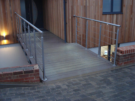 stainless steel handrail over bridge