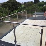 Glass balustrade with stainless steel handrail