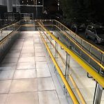 illuminated railway station handrails