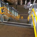 downward view of station stairs