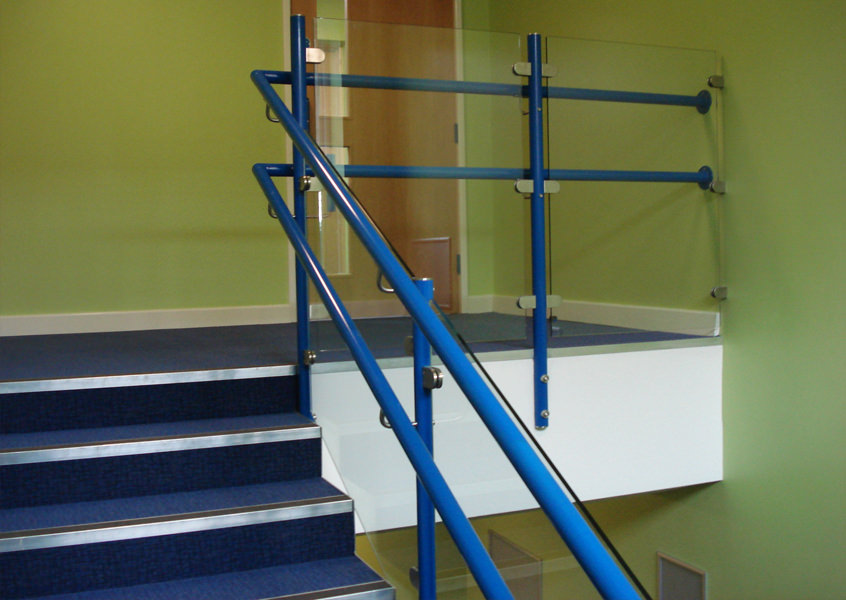 Internal blue handrail in School