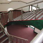Steel handrail with glass infill