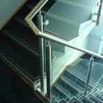 Stainless steel handrail on stairs